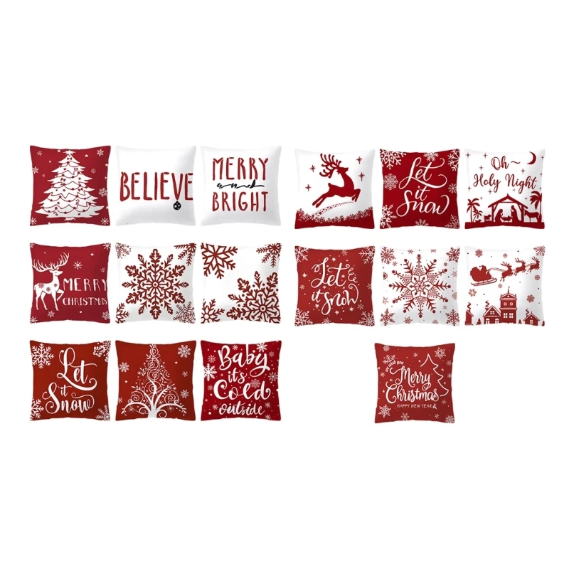 Seasonal Pillow Case Christmas Pillowcloth Soft Polyester Cushion Cover Unique for Sofa, Bed, and Chair Decoration