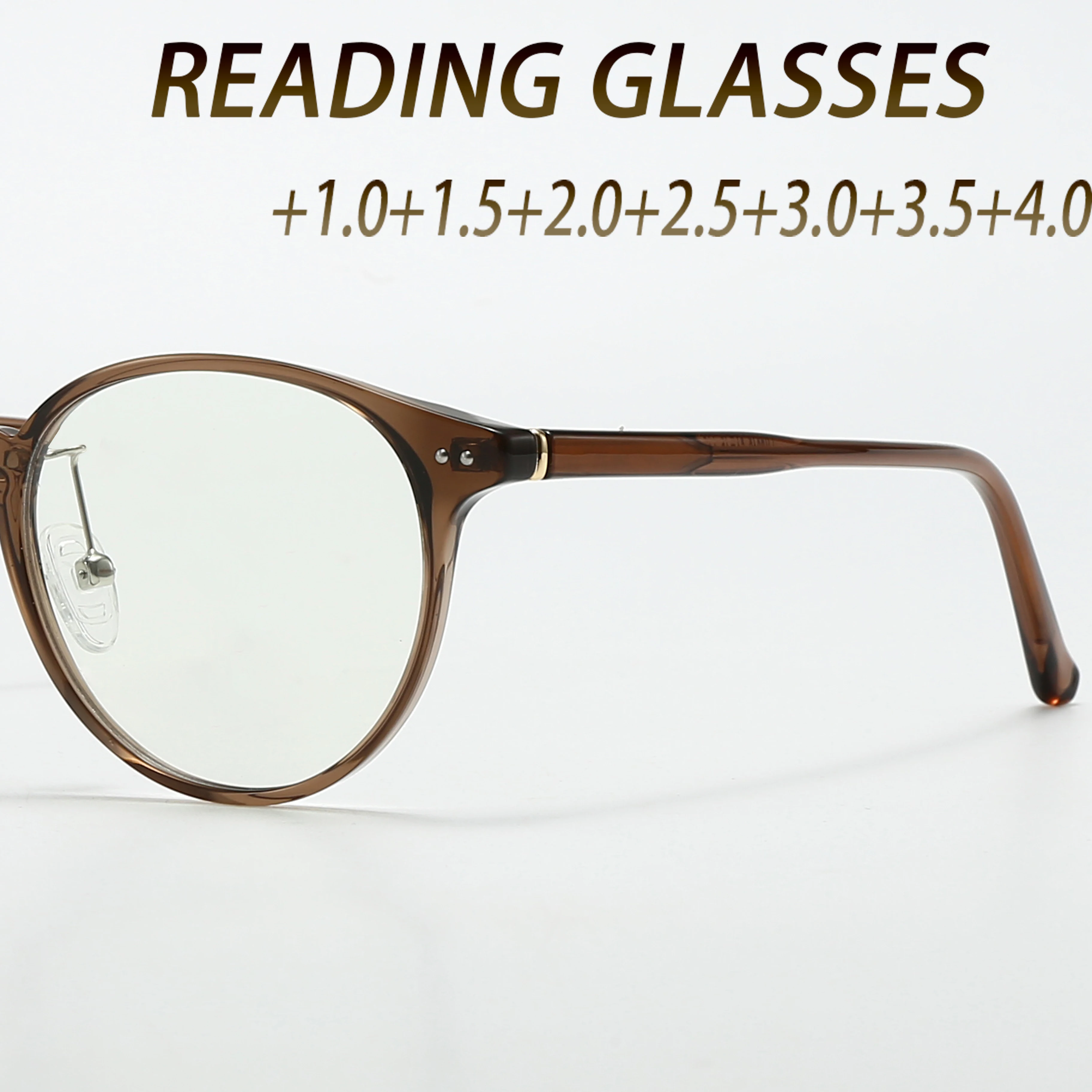 Fytoo Ultra Light Round Frame Tea Colored Reading Glasses Anti Fatigue,Blue Light Blocking.Essential for Daily Leisure Office Us