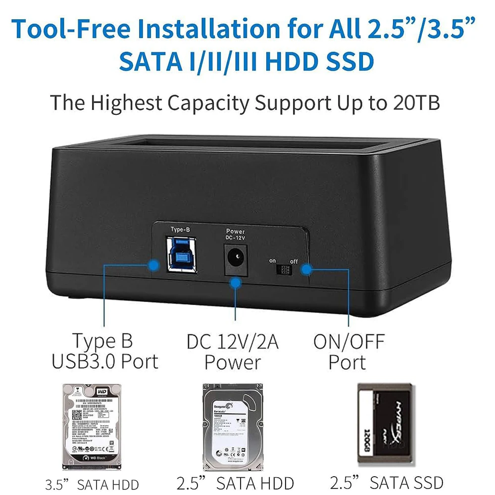 SSK 2.5/3.5 Inch Docking Station USB 3.0 To SATA Extemal Hard Drive Case Support UASP 20tb for SSD HDD Enclosure Adapter PC Case