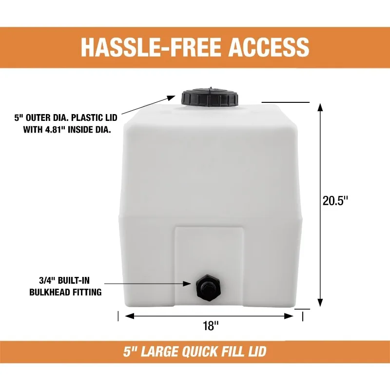Popular.82123919 خزان مياه مربع أفقي، 50 جالون، صنع في الولايات المتحدة الأمريكية، خزان بولي للمياه وغير اللهب #3