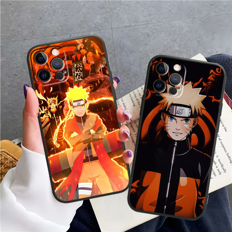 Japan Anime Narutos For iPhone 15 14 13 12 11 X XS XR 8 7 6 Pro Plus Max Mini 5S 5 SE Black Phone Case