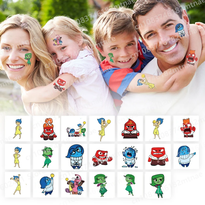 

Disney Inside Out Tattoo Stickers Cartoon Joy Anger Sadness Child Temporary Fake Tattoos Paste on Arm Leg on Kids Toys Sticker