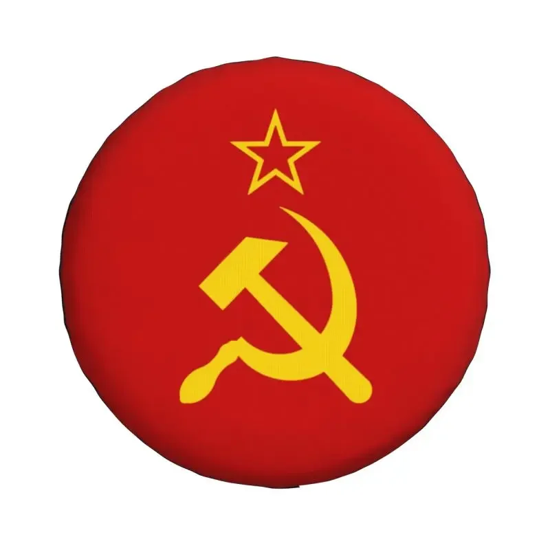 Russian Soviet Flag Spare Tire Cover for Pajero 4WD USSR Hammer and Sickle CCCP Car Wheel Protector Covers 14