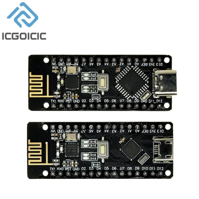 RF-Nano for Arduino Nano V3.0, Micro USB Nano Board ATmega328P QFN32 5V 16M CH340, Integrate NRF24L01+2.4G wireless