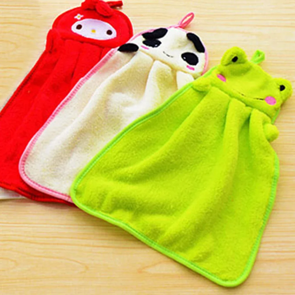 Lovely Cartoon Children Microfiber Hand Dry Towel For Kids Soft Plush Fabric Absorbent Hang Towel Kitchen Bathroom Bath Wipe