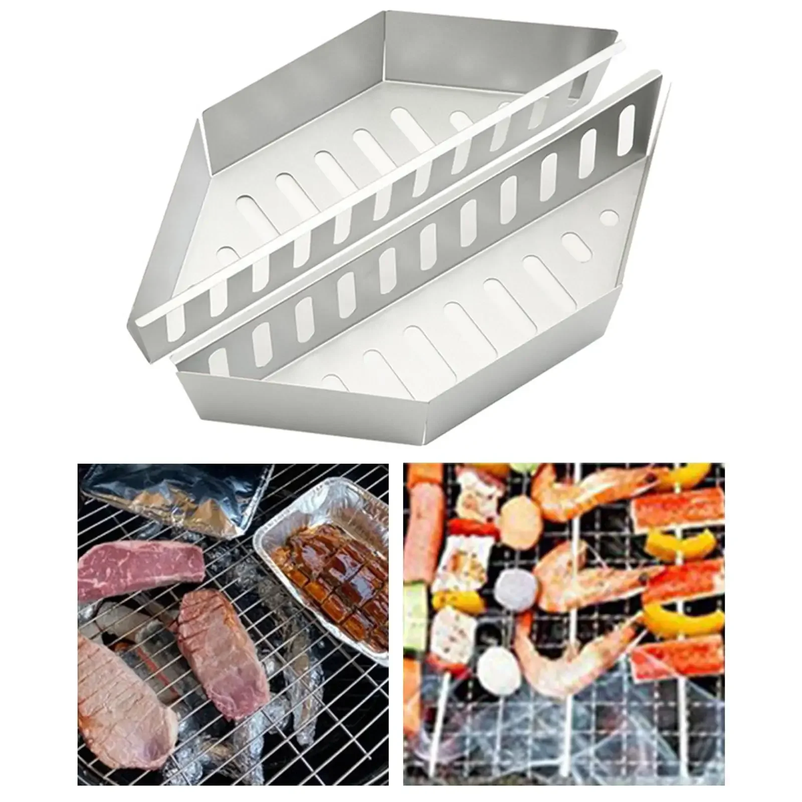 2Pcs Charcoal Baskets BBQ Tool Lightweight Heavy Duty Grilling Tray Barbecue Baskets  Grilling Outdoor Picnic Camping Travel