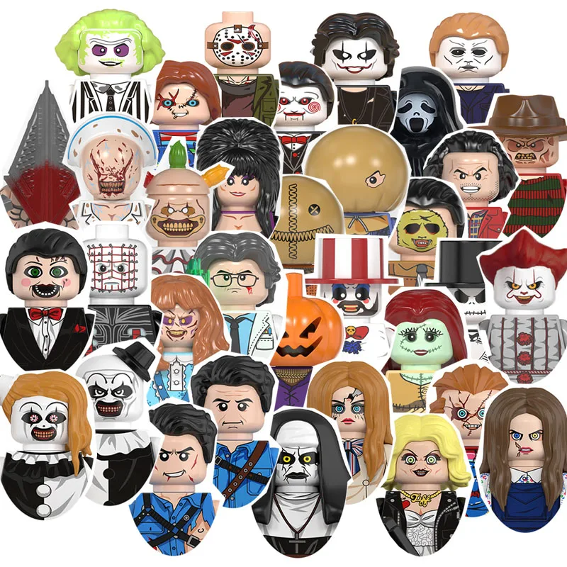 Scream Killer Beetlejuice Jack Skellington Sally Pennywise Chucky Terrifier Pyramid Head Elvira Building block boy birthday toy
