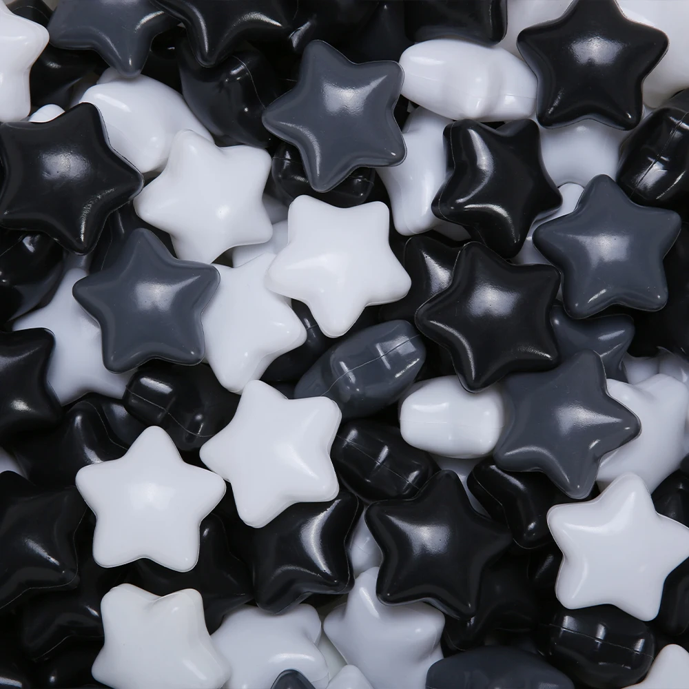 

Мягкие пластиковые шарики для шариков 2,67 дюйма, 150 шт., нетоксичный звездчатый шарик без BPA, 3 цвета, черный, белый и серый