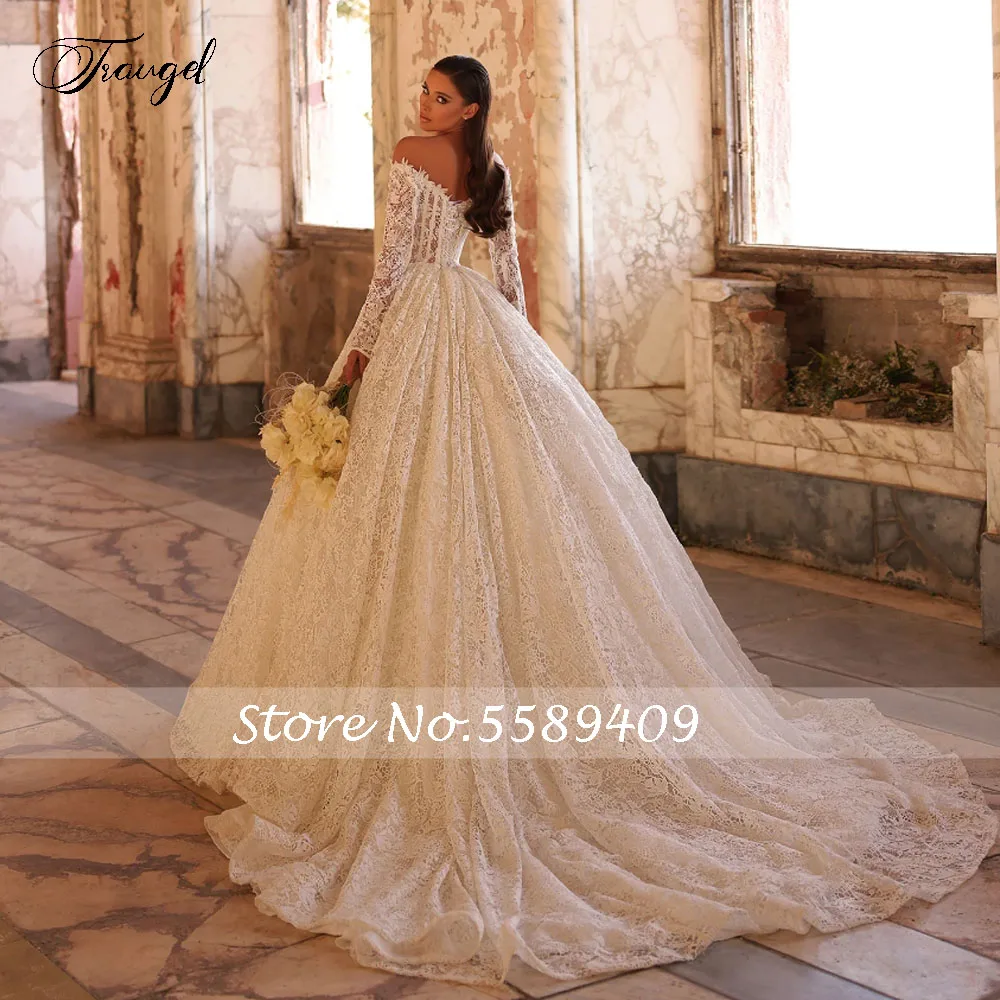 فساتين زفاف مثيرة مكشوفة الكتف على شكل حرف a مخصصة مطرزة بالدانتيل فيستدو دي نوفيا للنساء رداء دي ماري الأنيق #2