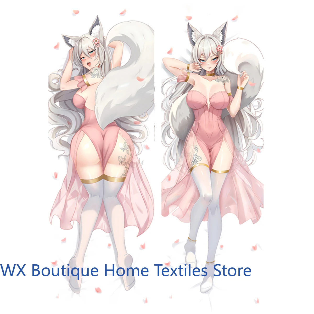 

Чехол Fox Girl Luna Dakimakura в стиле аниме с кошачьими ушками, виртуальный отаку, наволочка для тела в натуральную величину, двусторонний принт