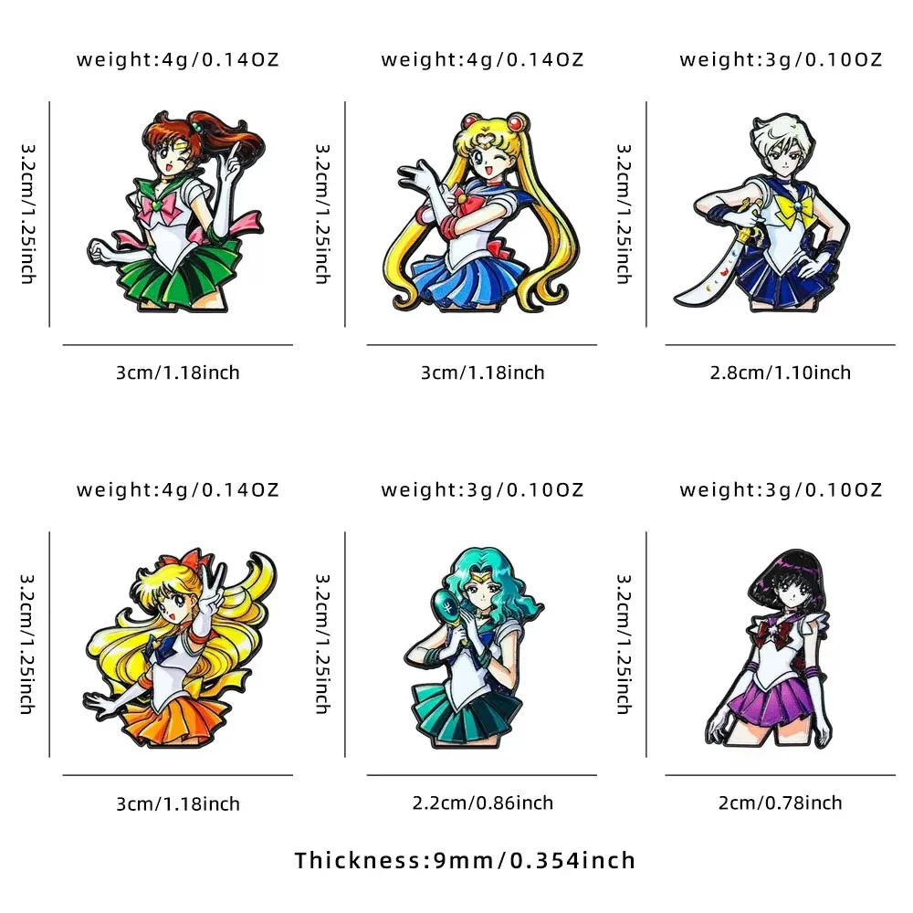 Cartoon Anime Girls Sailor Moon Brooches For Women Kawaii Enamel Pin Fashion Girls Metal Badge Jewelry For Backpack Accessories view 6