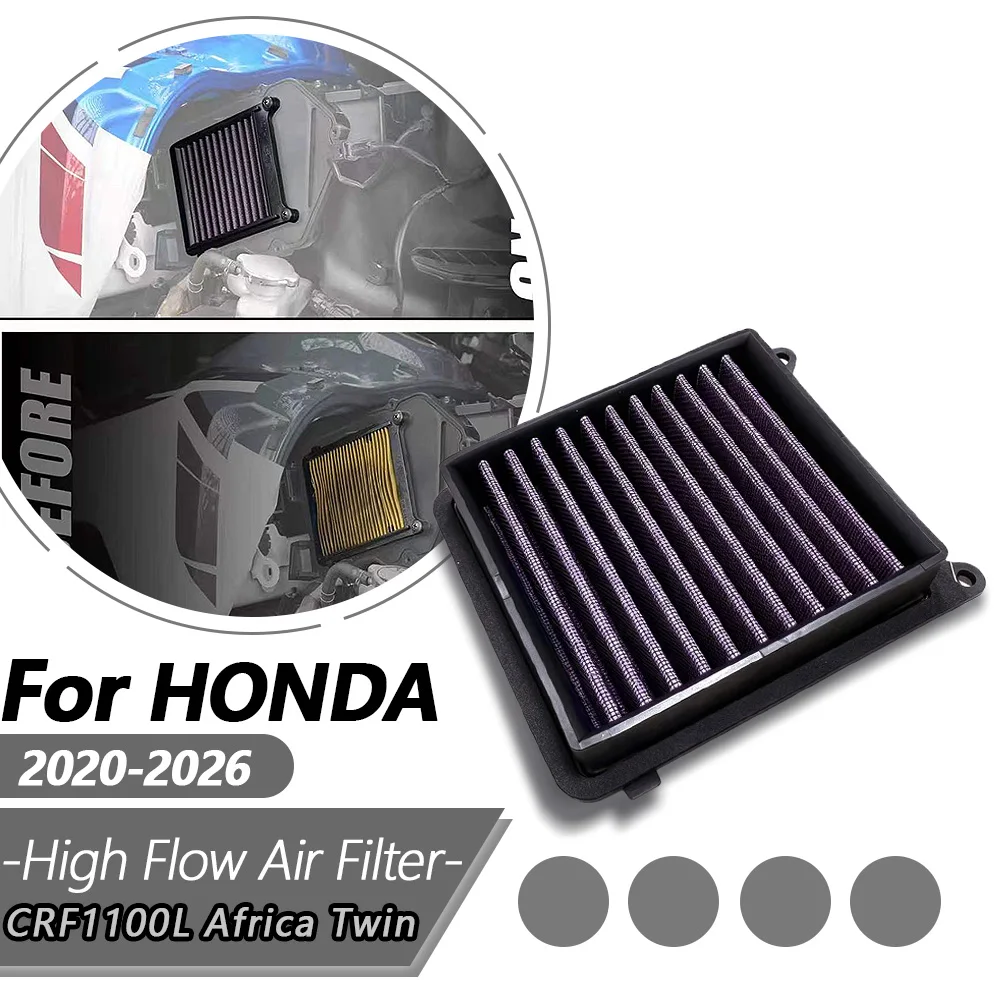 For Honda CRF1100 CRF1100L Africa Twin 2020-2026 Motocycle High Flow Air Filter Engine Intake Cleaner Element Washable Air Filt