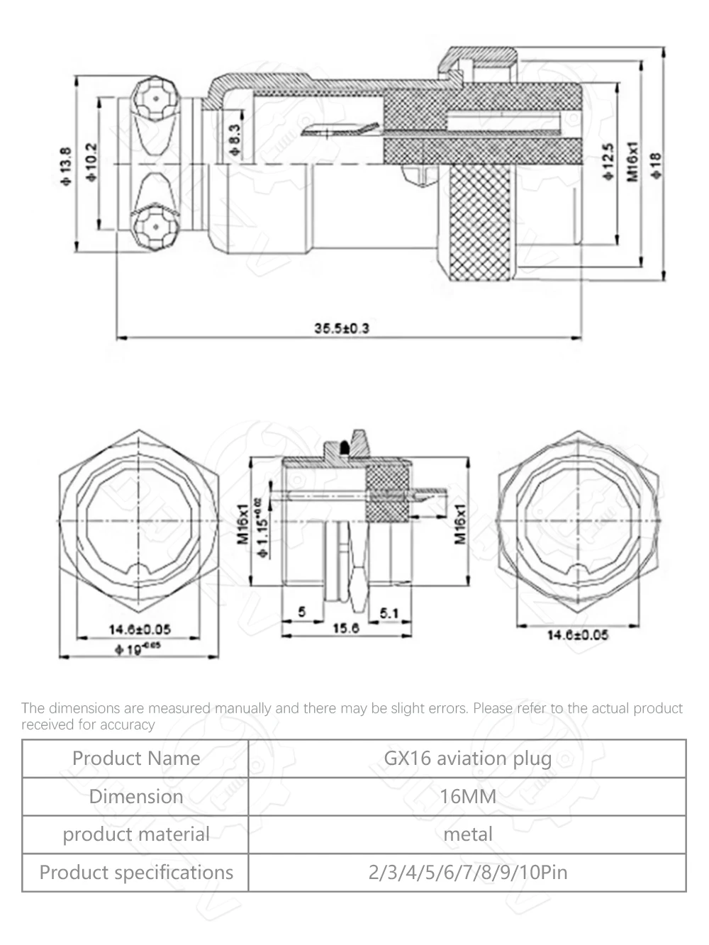 5/10/20Set GX12 GX16 GX20 2 3 4 5 6 7 8 9 10 12 14 15 Pin Docking Luftfahrt Steckdose Wasserdicht Rundsteckverbinder – Detail 4