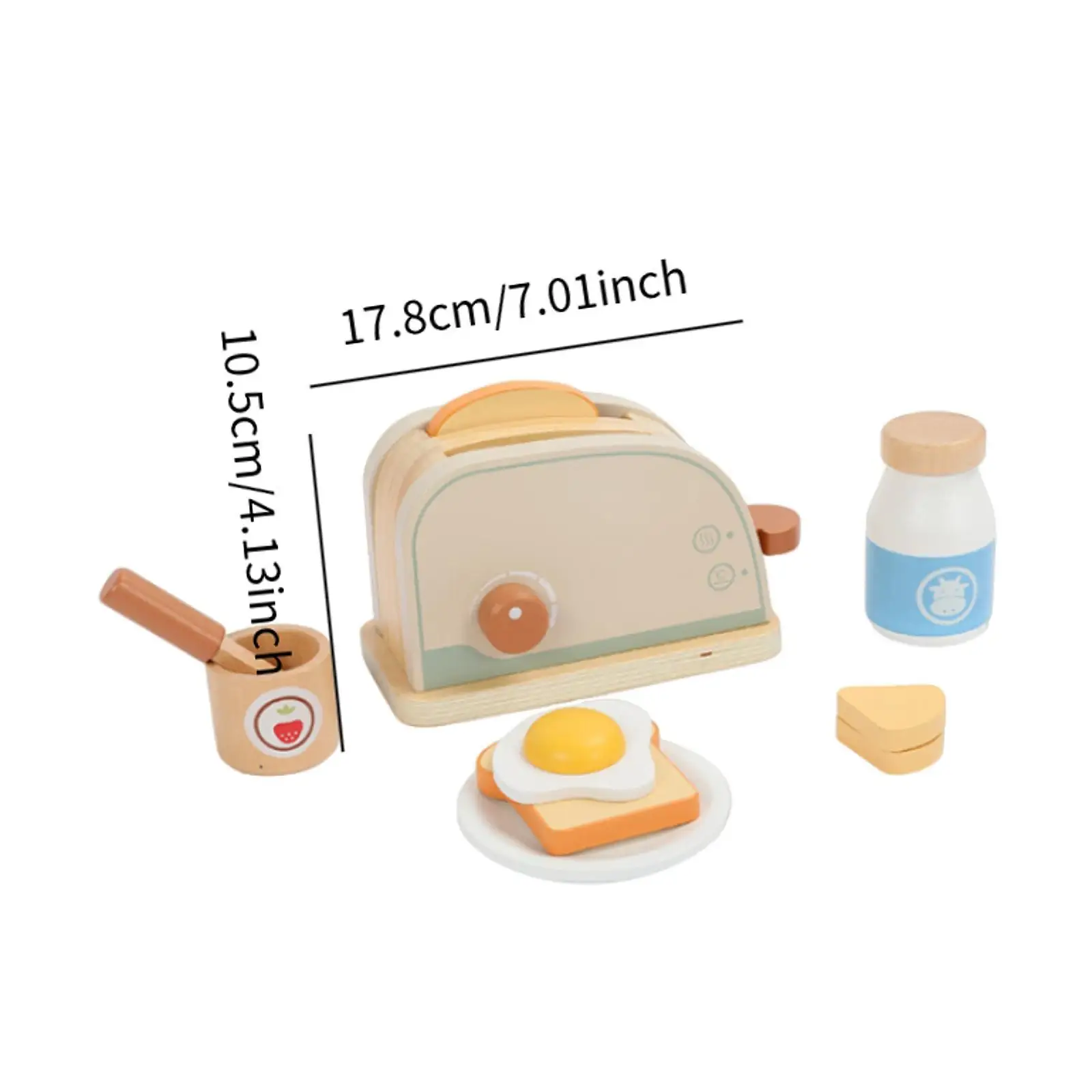 Wooden Toaster Set with Wooden Bread for Children Toddlers Birthday Gifts