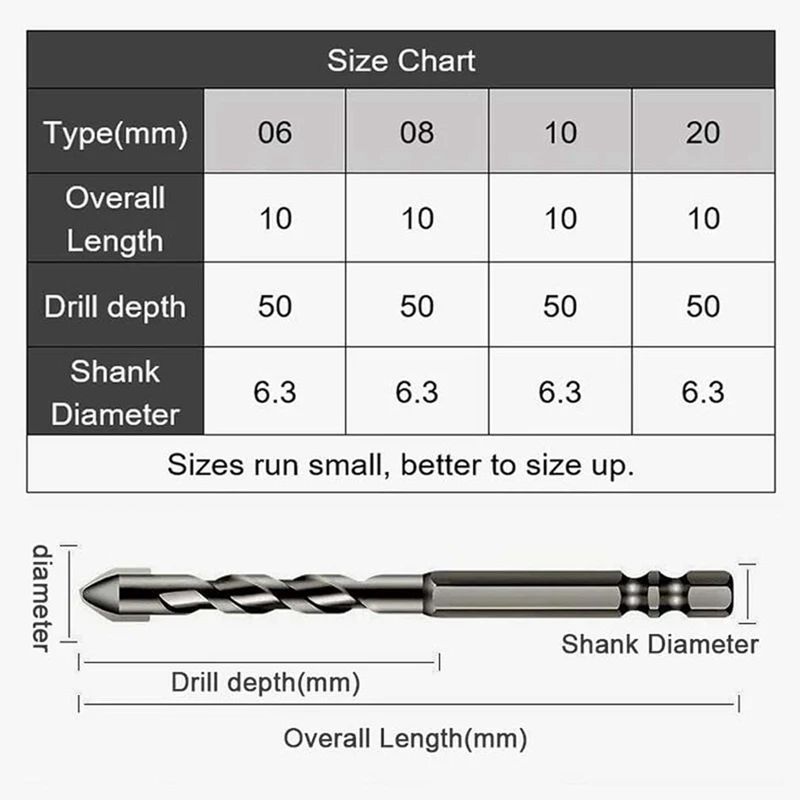High-Strength Eccentric Twistdrill Bit, 8Pcs High Strength Oblique Head Eccentric Drill Bit, For Glass/Tile/Wood Durable