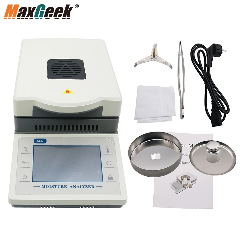 Maxgeek 3-50g/110g 0.005g Electric Moisture Meter Rapid Analyzer Grain Automatic Sensor Halogen Tester