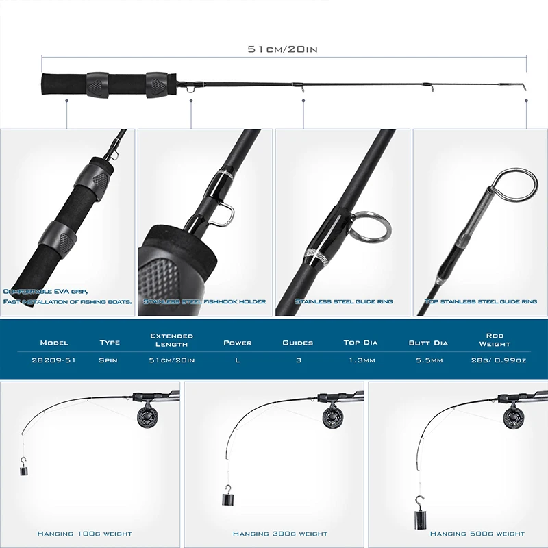 51Cm Ice Winter Fishing Rod with Reel Outdoor Sport Pole Mini Feeder Fishing Rods Metal Wheel Set Ice Fish Equipment