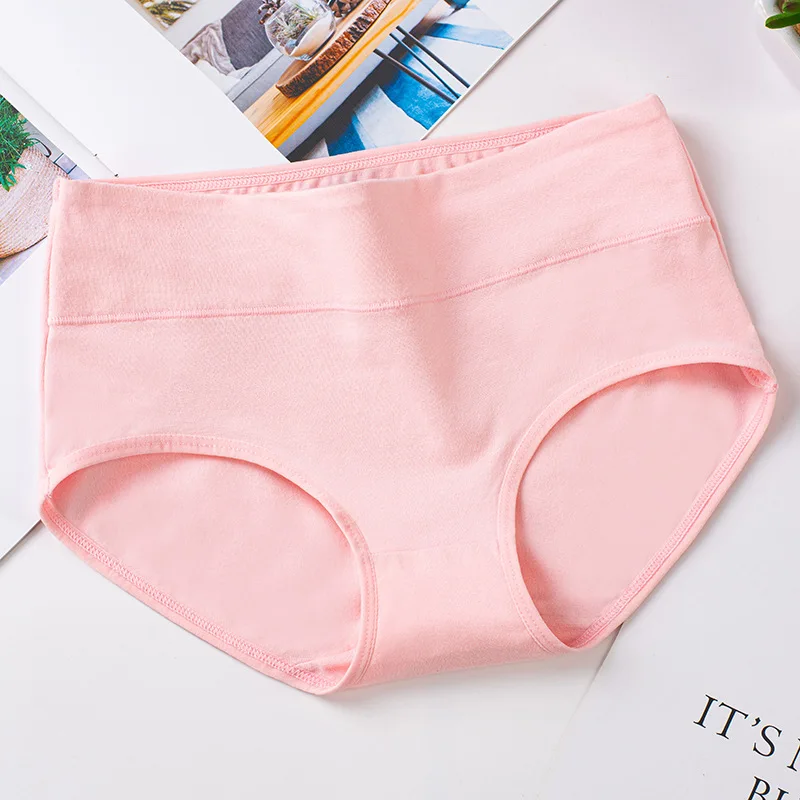 Pure Color Combed Cotton Panty High Waisted Panty Seamless Comfortable Warm Intimate Lingerie For Women Girls Underpant Panties