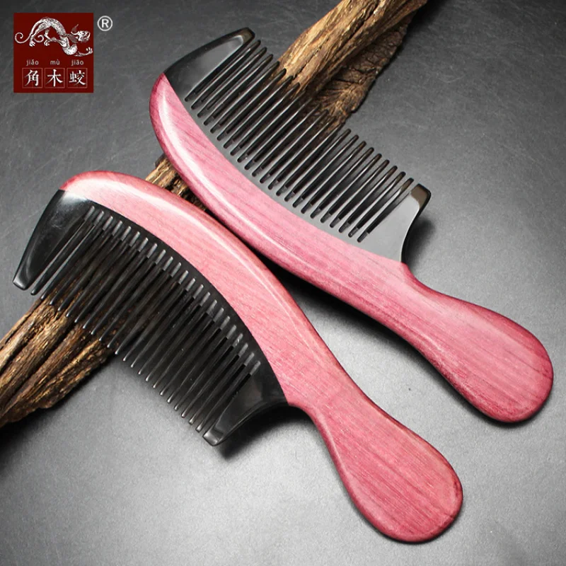 

Purple heart handle comb with buffalo horn and violet wood