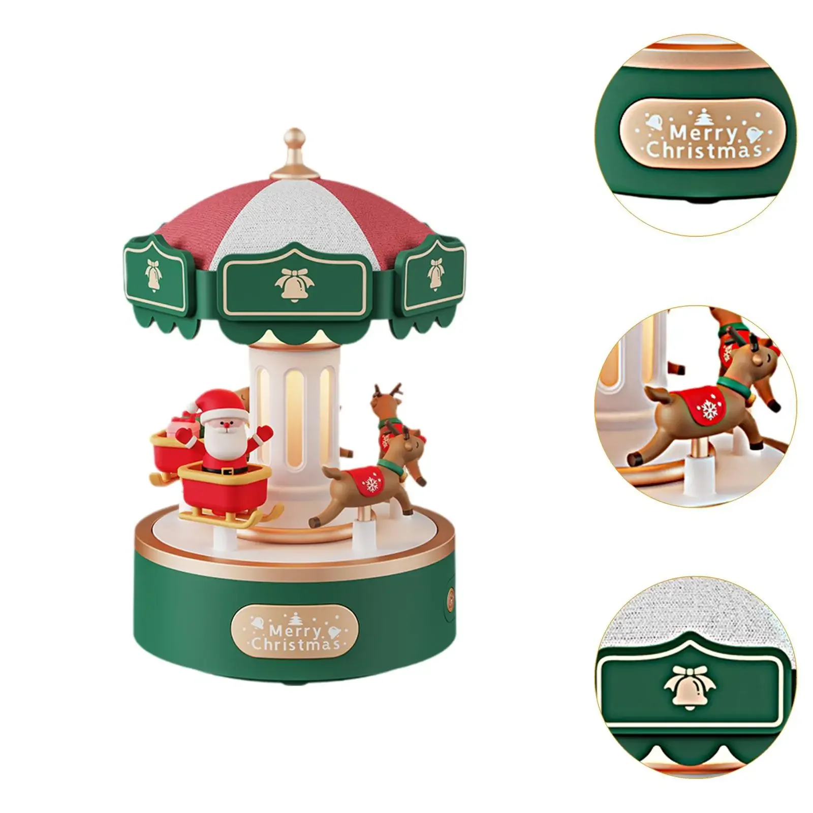 Christmas Carousel Music Box Dimmable Night Light for Holiday Bedroom Indoor