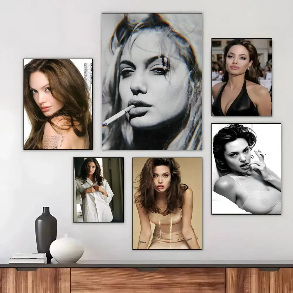 Angelina Jolie Vintage Portrait Poster Modern Aesthetic Wall Art Print Minimalist Bedroom Living Room Home Decor Gift