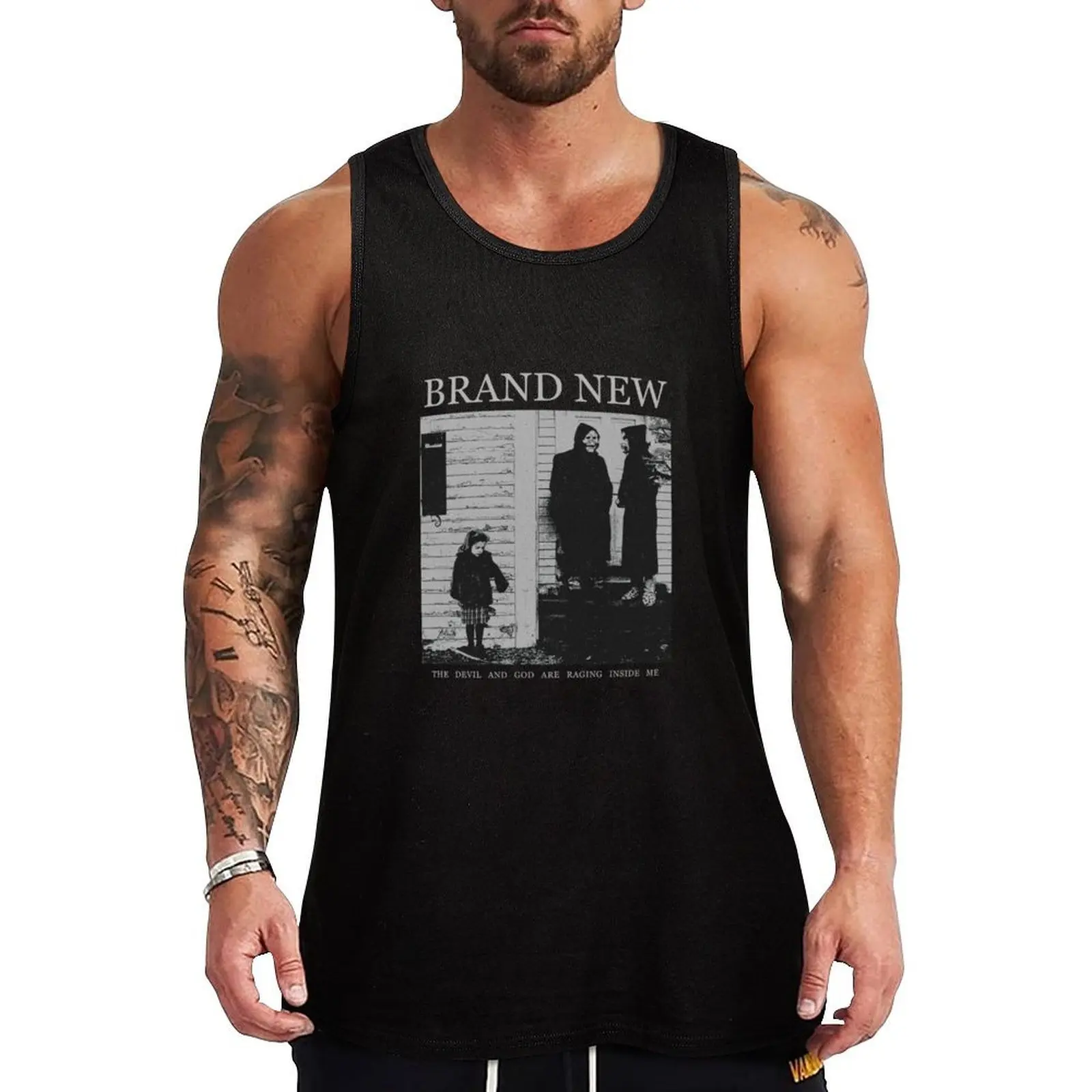 

Brand New the devil and god are raging inside me vintage Tank Top men clothing vest men sexy clothes men