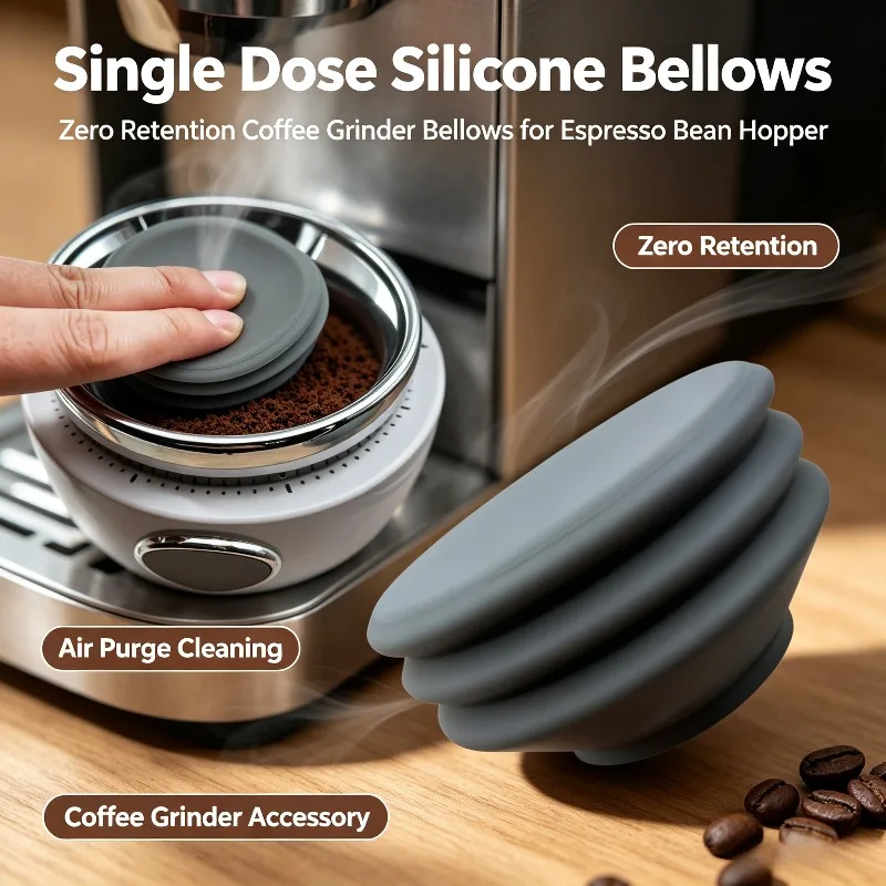 Single Dose Silicone Bellow 5/10Pcs, Zero Retention Coffee Grinder Bellow, Espresso Grinder Bean Hopper Blowing Bellow