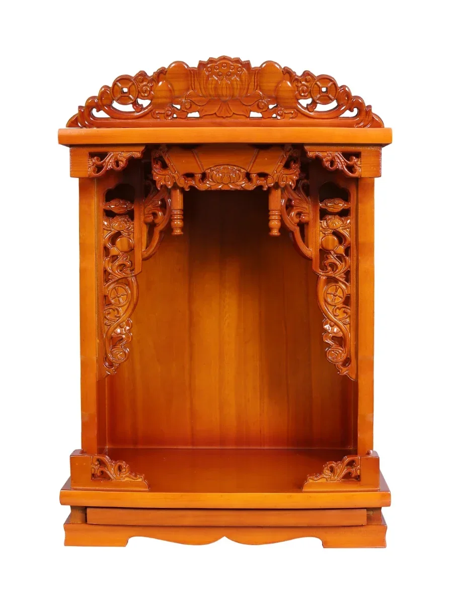 Clothes Closet Solid Wood Wall-Mounted God of Wealth Cabinet Household Elm Worship Table Modern Light Luxury