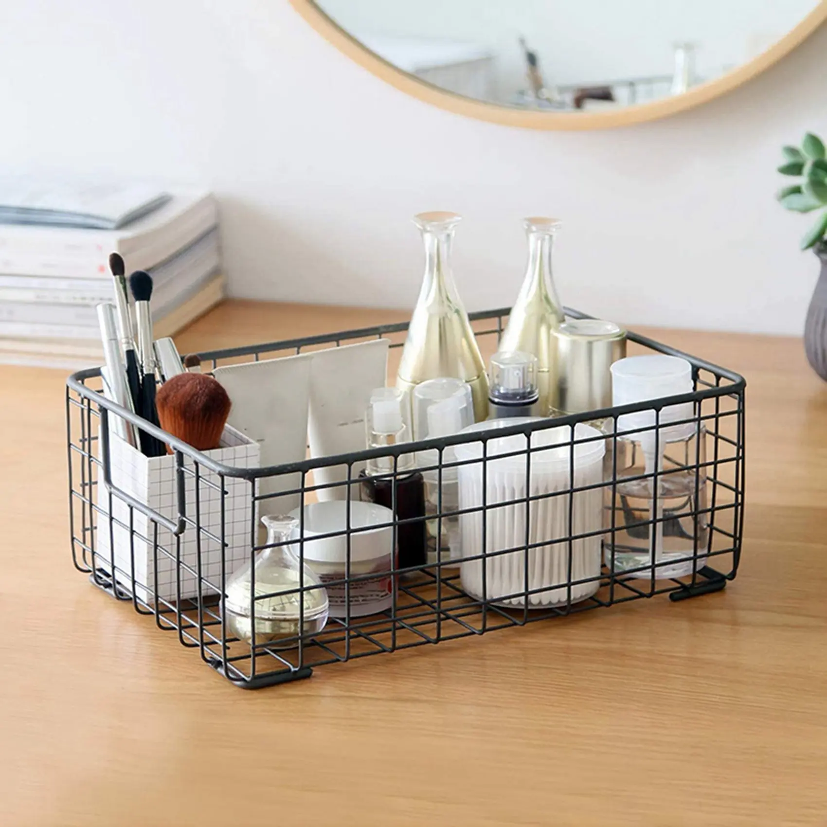 

4Pcs Wire Storage Baskets With Handles, Metal Organizer Basket Bins For Home, Office, Nursery, Laundry Shelves Organizer