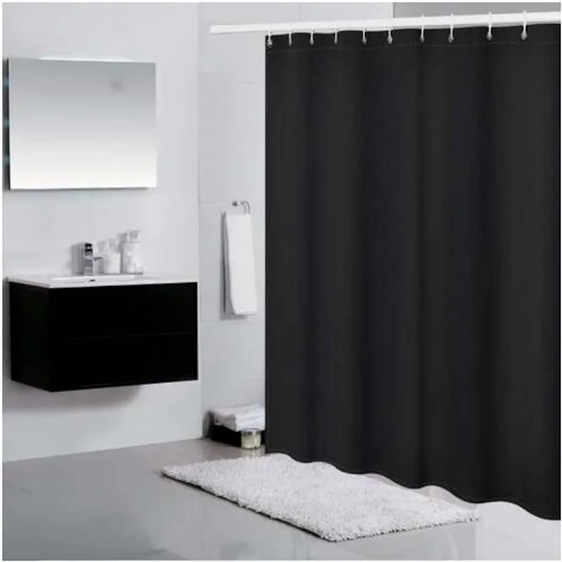 Modern black shower curtain waterproof fabric solid color bathroom curtain bath large wide bath cover CY52802