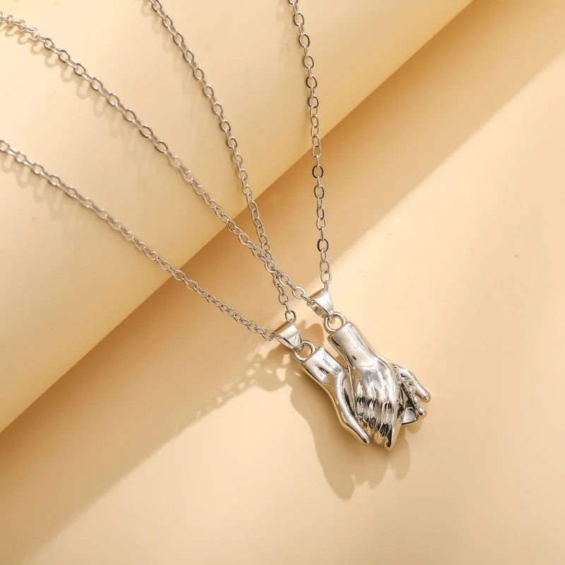 2pcs/Set Hand Magnet Attracts Couple Necklace Rope Chain Pendant Jewelry Lover Gift for Women Men Wholesale