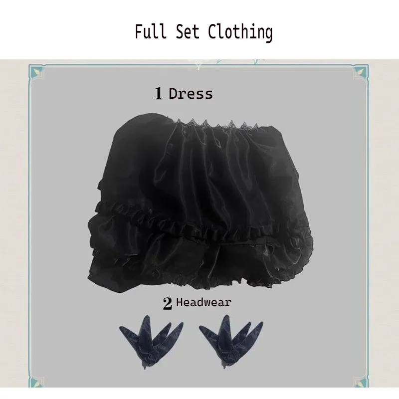 Miku تأثيري حلي فتاة البحر العميق موضة فستان أسود مجموعة أغطية الرأس لوليتا فستان المرأة 2025 هالوين ملابس الحفلات الخيال