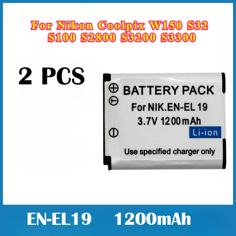 1200mAh EN-EL19 Battery for Nikon Coolpix W150 S32 S100 S2800 S3200 S3300 S3500 S3600 S4100 S4200 S4300 S5200 S5300 S6500