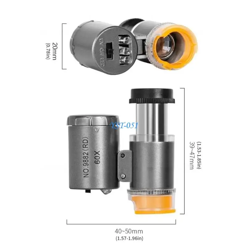 E15A Lightweight 60X Handheld Glass With LED Light For Detailed Tasks