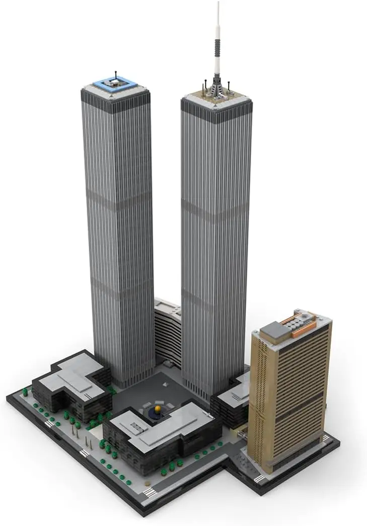 Centro comercial mundial, arquitectura de torres gemelas, punto de referencia, bloques de construcción, 1/800, Modular, ciudad de Nueva York, casa de calle, construye
