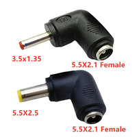 1Pcs 90 Degree Right Angle DC Power Adapter 5.5x2.5mm  3.5x1.35mm Male Plug to 5.5x2.1mm Female Connector
