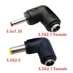 1Pcs 90 Degree Right Angle DC Power Adapter 5.5x2.5mm 3.5x1.35mm Male Plug to 5.5x2.1mm Female Connector