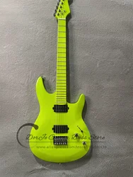 Fluorescent Green Electric Guitar Basswood Body Maple Fingerboard Fixed Bridge HH Pickups Chrome Tuners