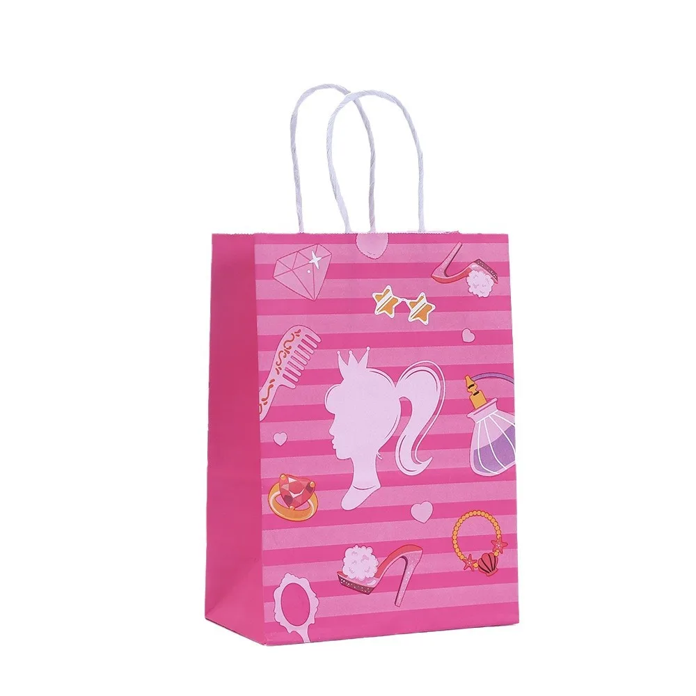 Sac Barbie pour robe de princesse, décoration de fête, sac cadeau d'anniversaire, fournitures de bonbons et de strass, petit sac cadeau rose pour fille