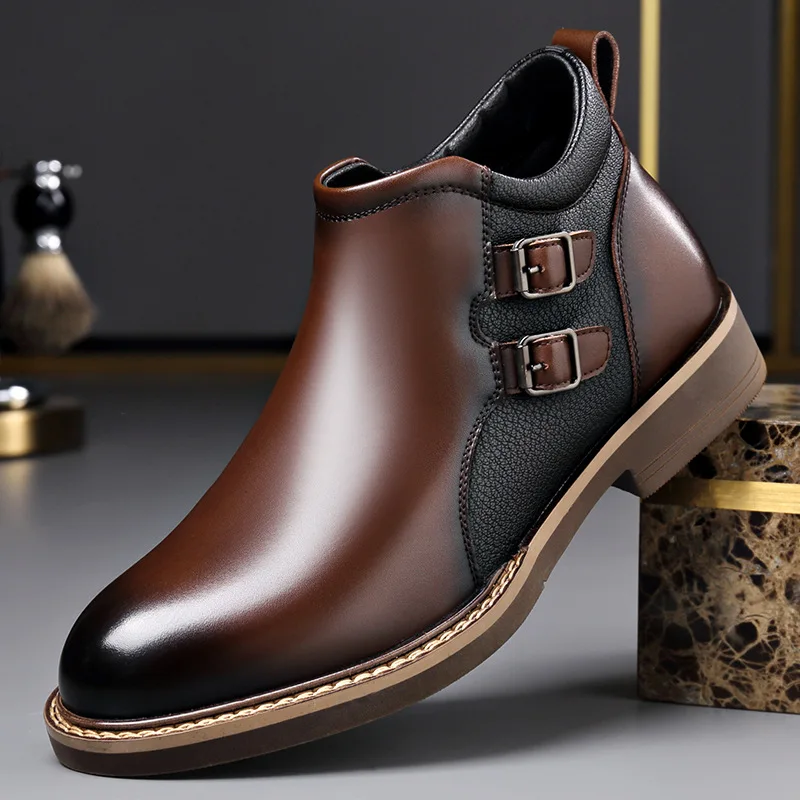 

Men's shoes 2026 autumn and winter new men's boots men's high top men's shoes short boots with fleece insulation Chelsea boots