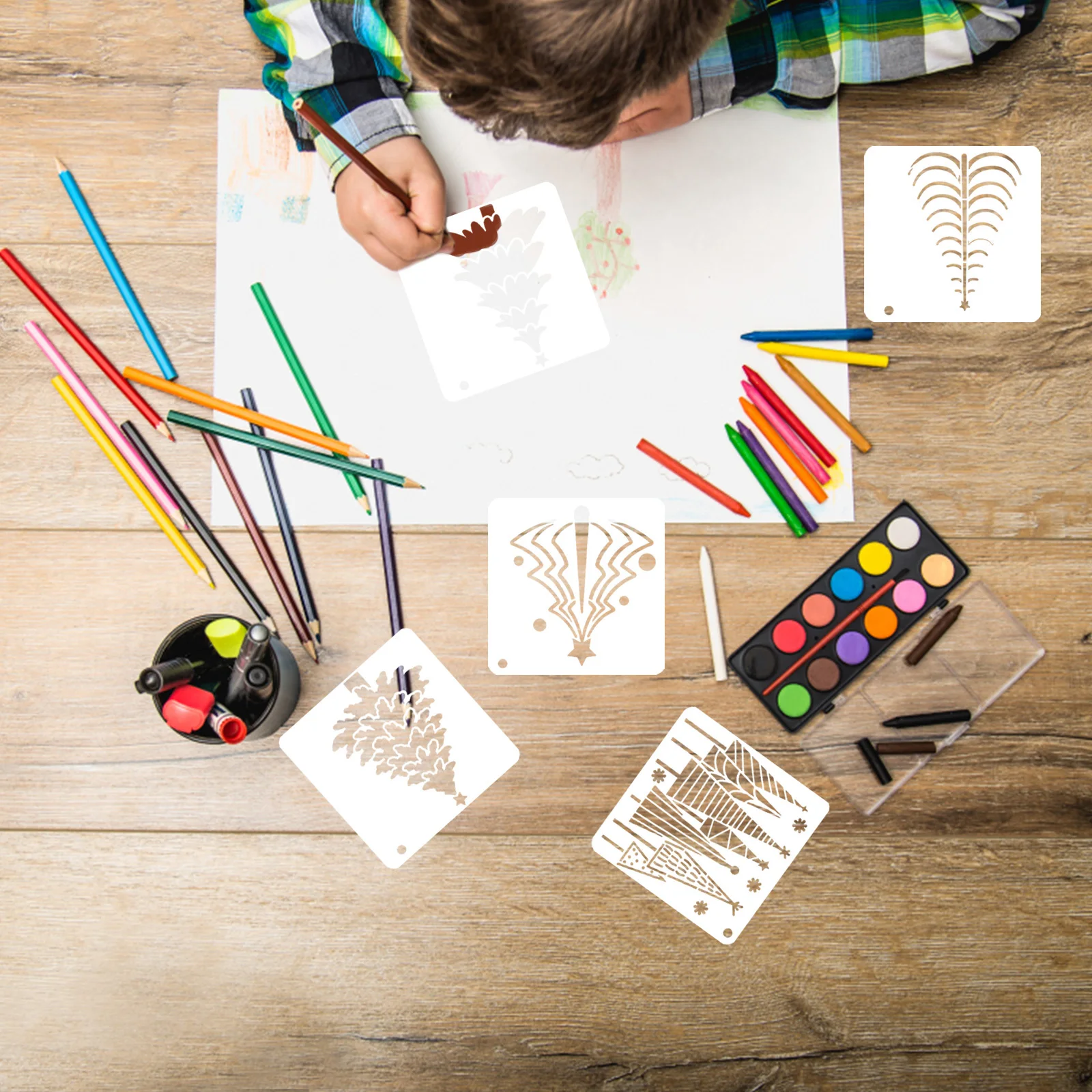 

25Pcs Multifunction Christmas Stencils for DIY Card Making Wall Stencils Portable Reusable Spray Templates Art Craft Accessories