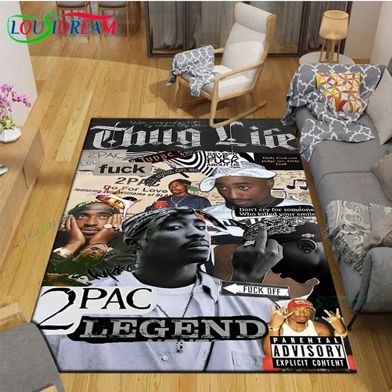 Pop Singer Tupac-Shakur 、2Pac Printed  Carpets Living Room Anti-Skid Area Rug Kids Bedroom Mats Yoga Mat Large Carpet Decor