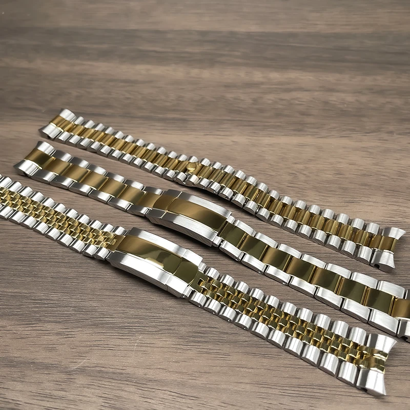 39mm NH35 Case Fluted Bezel DJ 2Tone Gold Sapphire Glass Modification Parts Fit NH35 NH36 Movement Stainless Steel Watch Case image 6