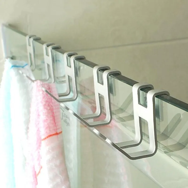 Przestrzeń Aluminiowy metalowy hak do drzwi w kształcie litery H Uchwyt na ręcznik prysznicowy Wieszak na ręczniki Łazienka kuchnia Organizuj sprzęt do przechowywania w domu — zdjęcie 3