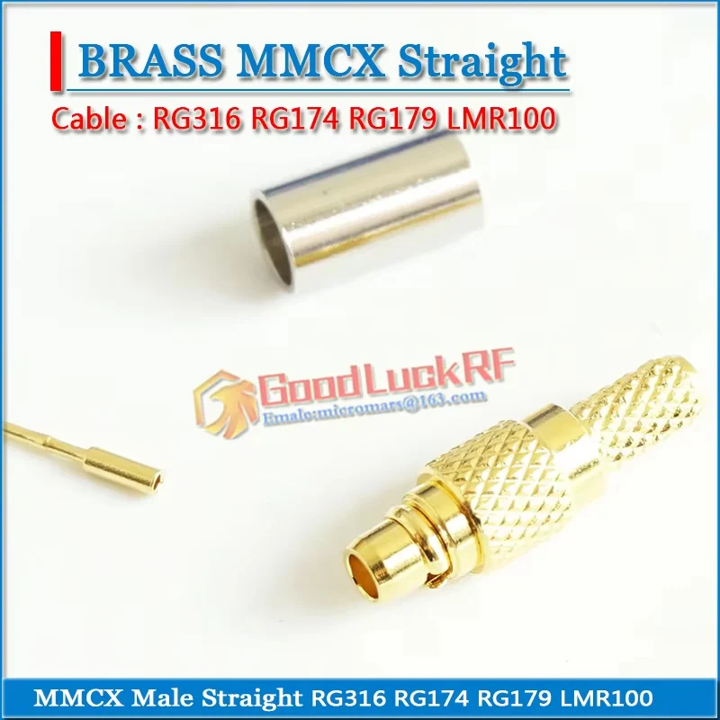 MMCX Male needle Crimp RG179 LMR100 RG316 RG174 RF Coaxial MMCX Female Straight RF Connector antenna Gold Plated Copper PTFE