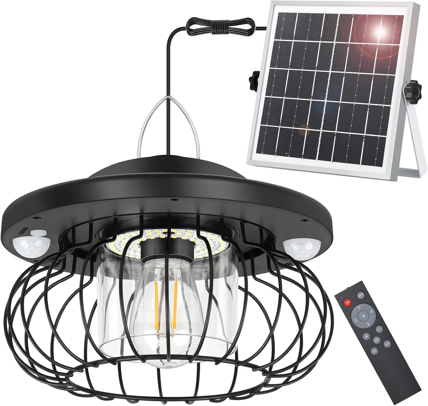 

Solar Shed Light Outdoor Indoor, Bright 2000LM 5 Modes (Daytime Available) Lamp with 3 Color Temps Dual Motion Sensor Remote