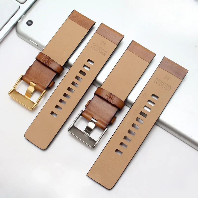 For Diesel Retro Series Genuine Leather Watchband Dz4343 Dz7417 Dz4318 Dz7257 Universal Needle Buckle Waterproof Strap22 24 26mm