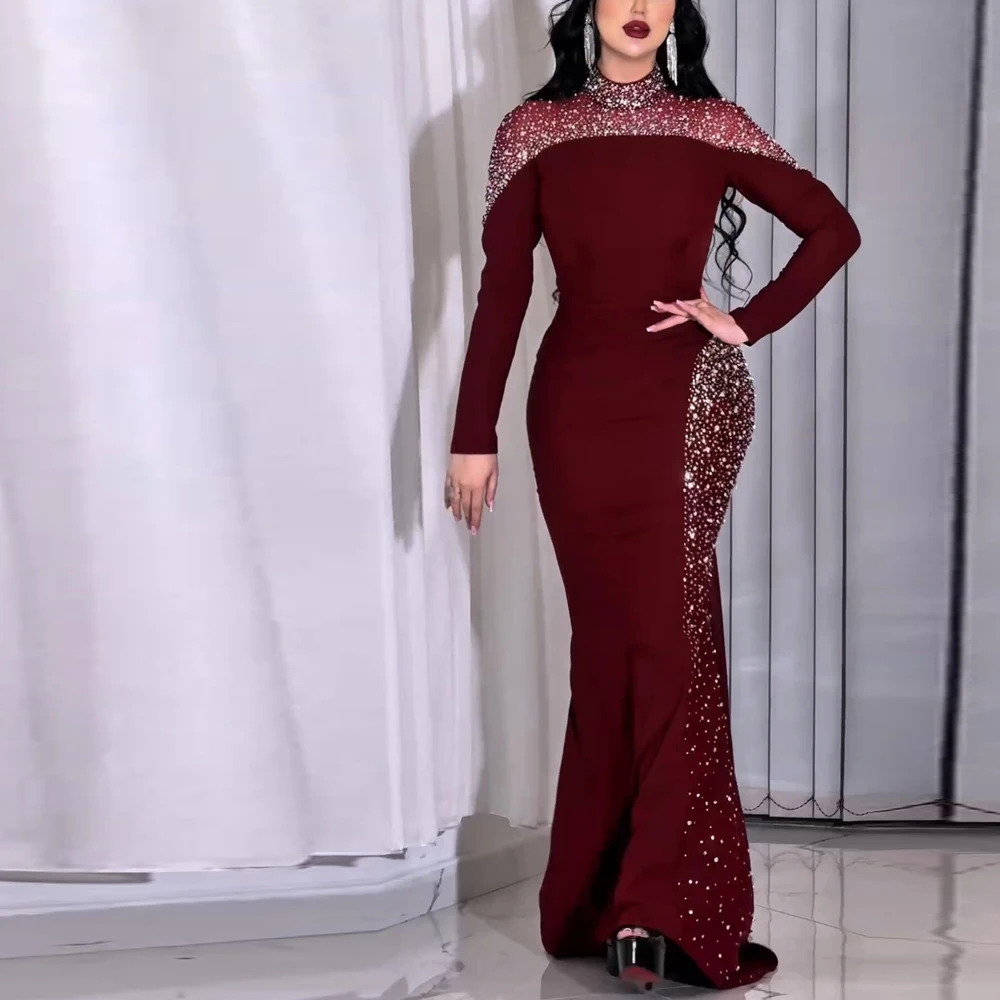 

Customized Crystal Embellished Evening Dress with Cape Mermaid فساتين سهره نسائيه فخمة براندات