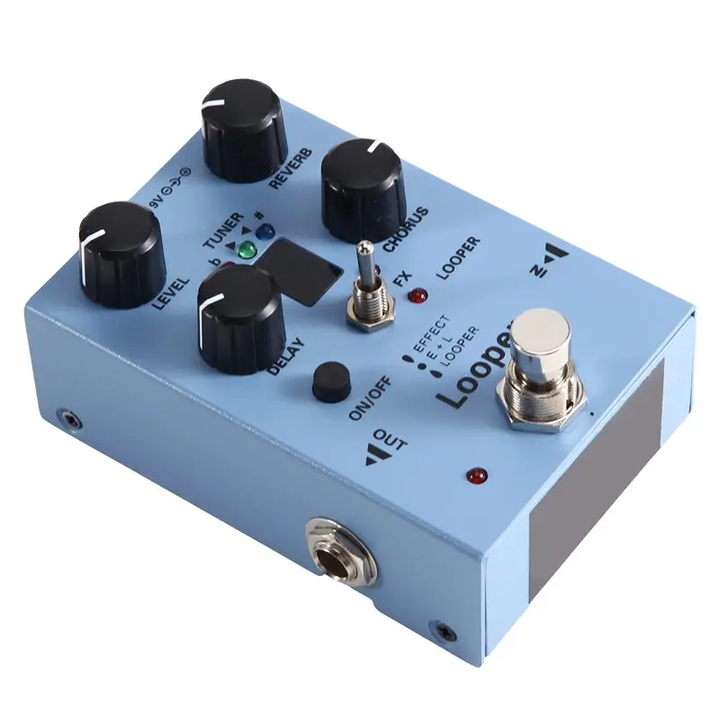 Guitar Pedal With Looper Delay Chorus Reverb Tuner On One Pedal Quality Case DC-9V-AT20
