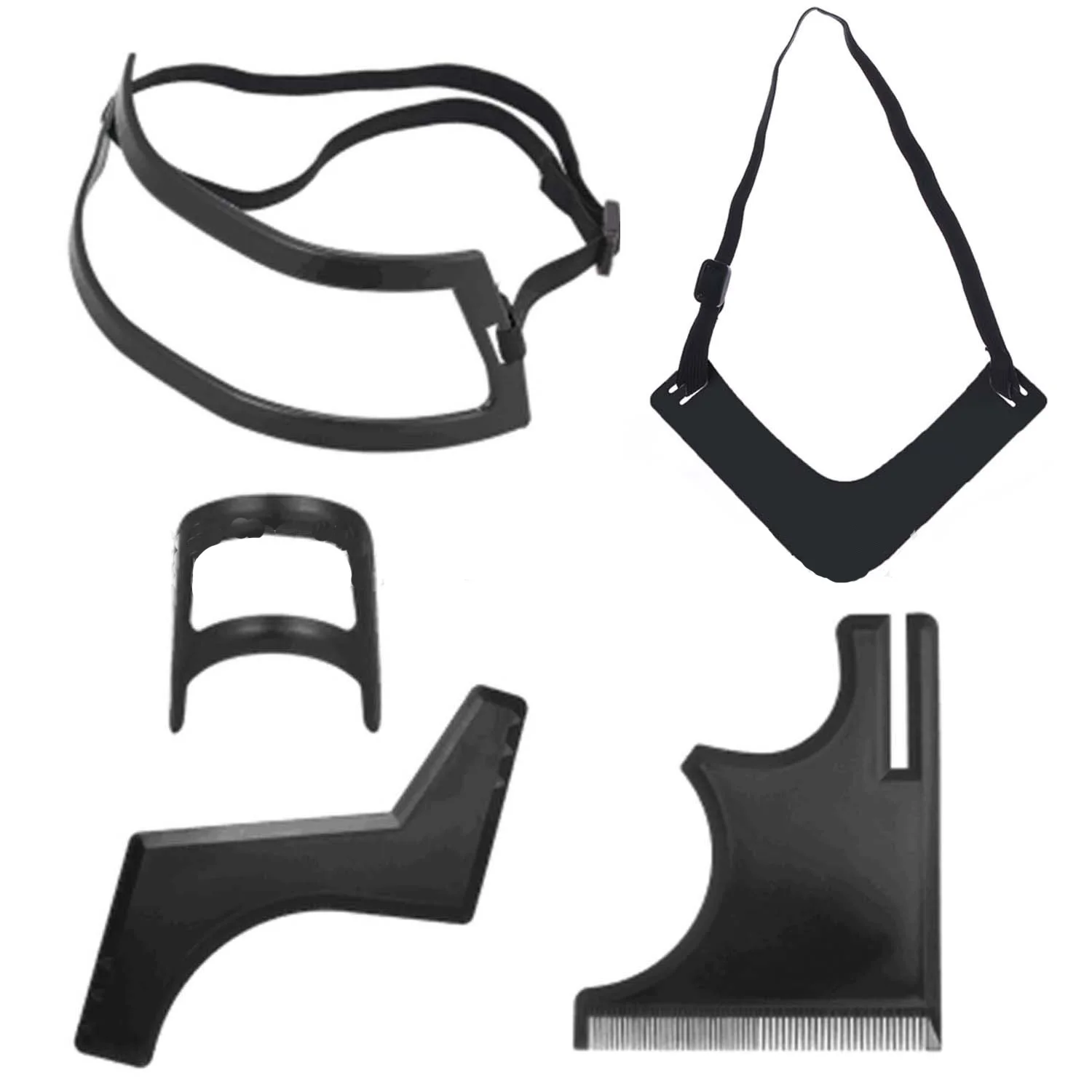 5Pcs Haircut Kit Beard Shaping Tools Hairline Goatee Neckline Template Professional Barber Supplies for Hair Cutting Grooming